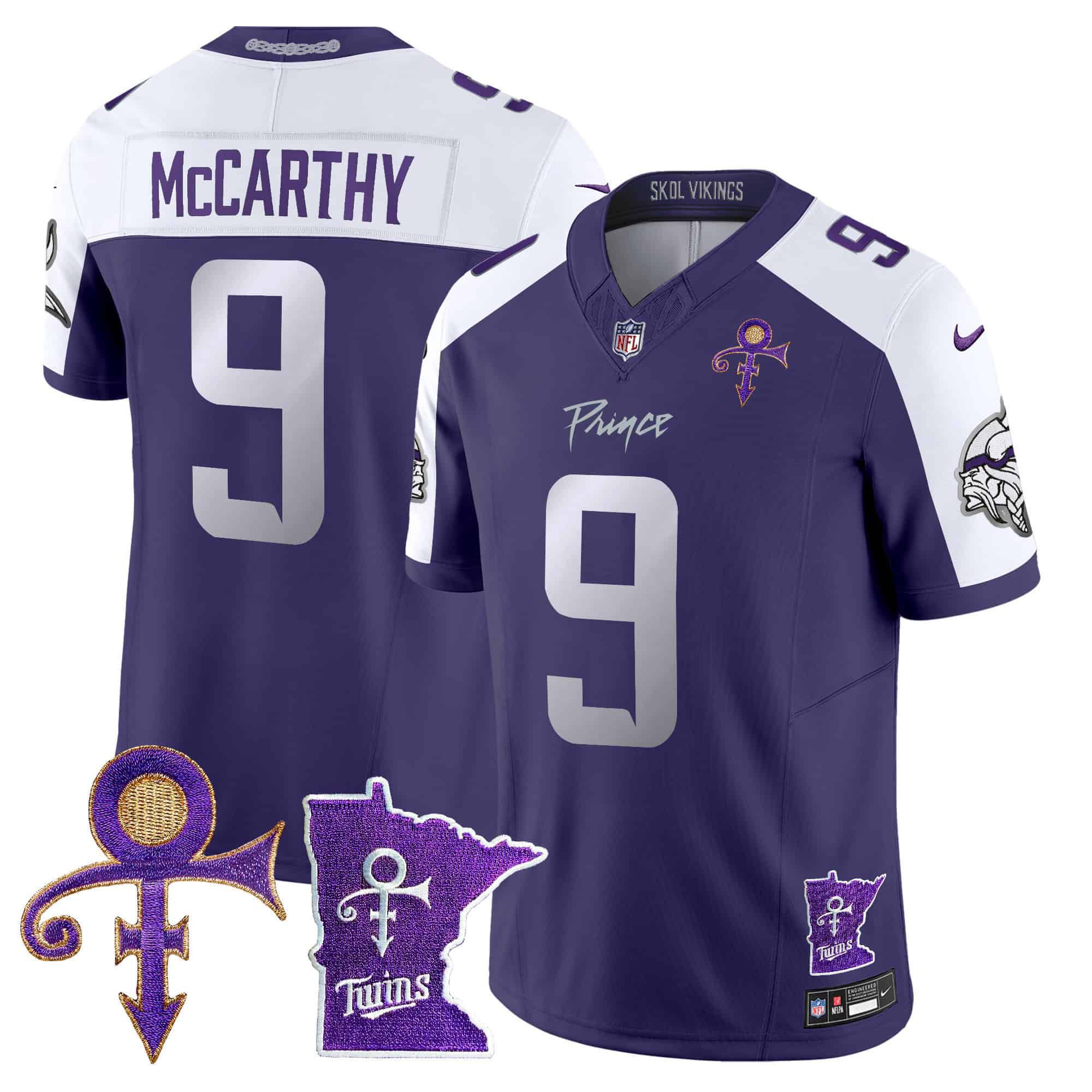 Men Minnesota Vikings #9 Mccarthy Purple 2024 Nike Prince Vapor Limited NFL Jersey->customized nfl jersey->Custom Jersey
